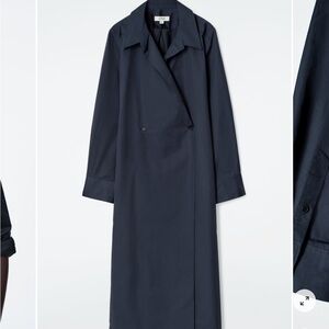 COS Navy Long Trench Coat
